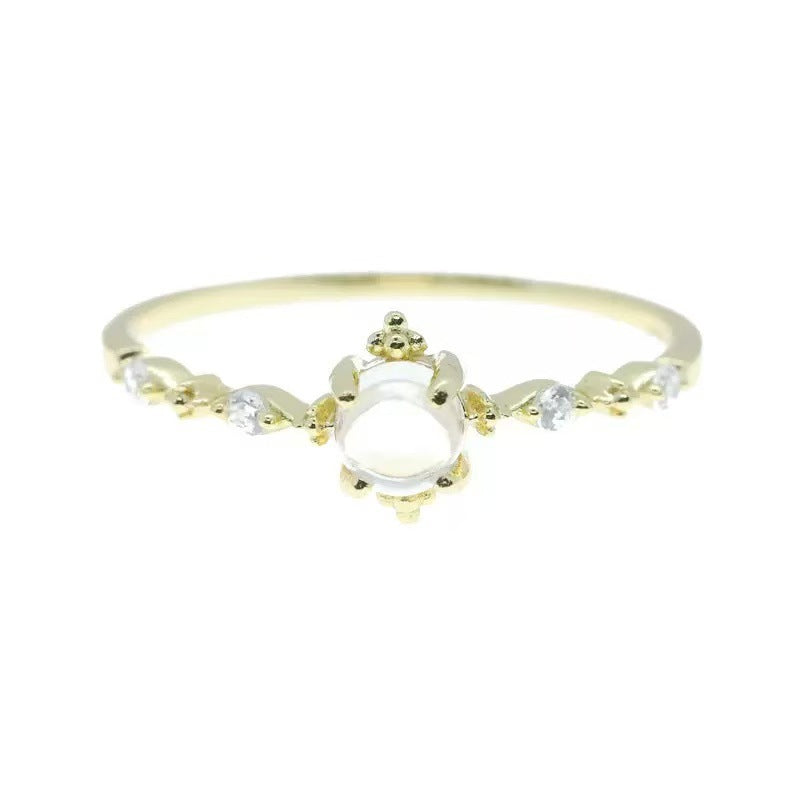 Adjustable Moonstone Silver Plated Ring