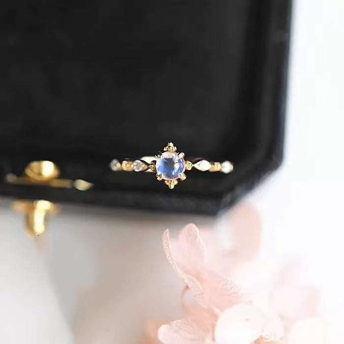 Adjustable Moonstone Silver Plated Ring