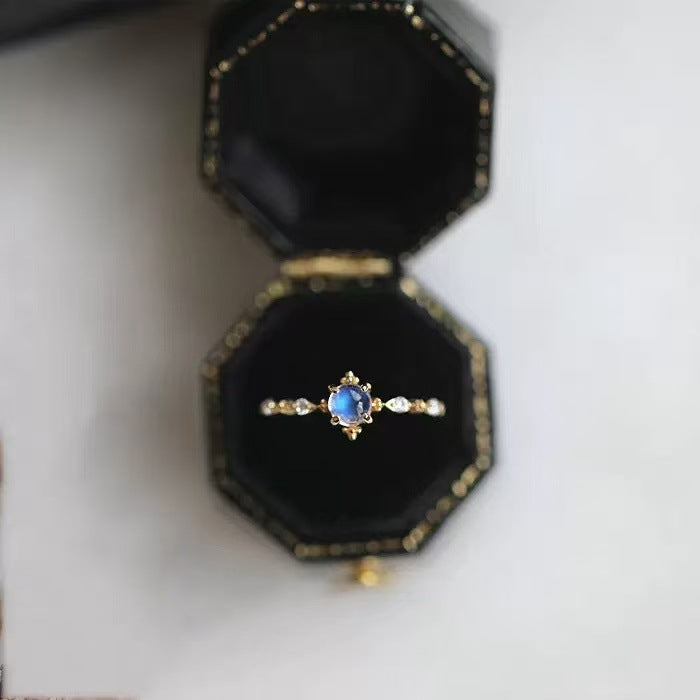 Adjustable Moonstone Silver Plated Ring